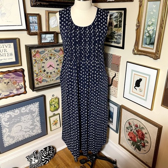 The Vermont Country Store Dresses The Vermont Country Store Blue And White Ditzy Floral